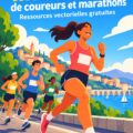 Illustration dynamique d'un coureur de marathon en action.