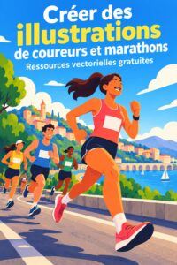Illustration dynamique d'un coureur de marathon en action.