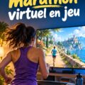 Femme courant tout en jouant à MarathonTheGame, illustrant le plaisir du running