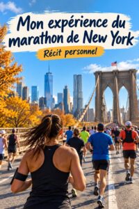 Femme souriante après avoir terminé le marathon de New York, la médaille autour du cou.
