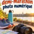 Coureuse prenant une photo vibrante lors d'un semi-marathon, mettant en avant l'énergie de l'événement