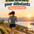 Femme courant dans un parc, se préparant pour un marathon avec un plan d'entraînement.