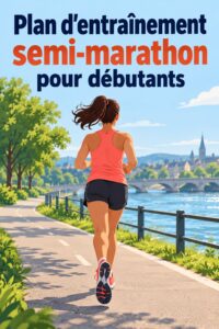 Femme courant sur la route, se préparant pour un semi-marathon.