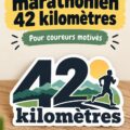Sticker typographique affichant la distance d'un marathon sur un fond coloré, idéal pour les passionnés de course.