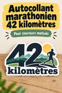Sticker typographique affichant la distance d'un marathon sur un fond coloré, idéal pour les passionnés de course.